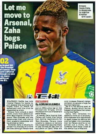 Wilfried Zaha sacks agent over failed Arsenal and Everton moves 2 190629 daily mail zaha