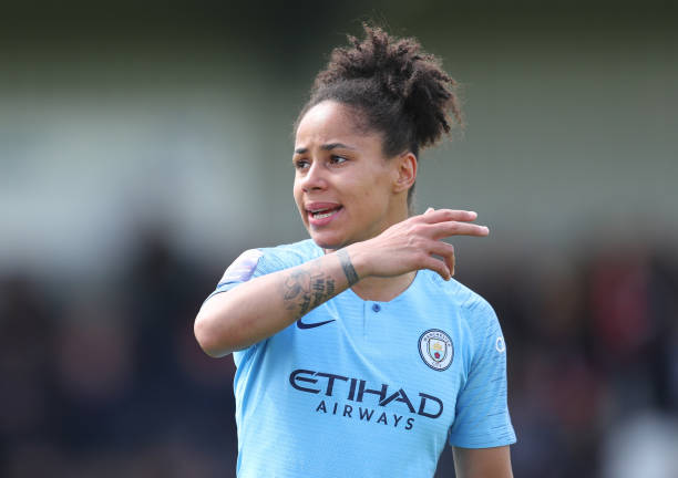 Analysing the England World Cup squad 5 BOREHAMWOOD, ENGLAND - MAY 11: Demi Stokes of Manchester City during the WSL match between Arsenal Women and Manchester City at Meadow Park on May 11, 2019 in Borehamwood, England. (Photo by Catherine Ivill/Getty Images)