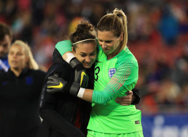 Analysing the England World Cup squad 3 TAMPA, FLORIDA - MARCH 05: Jodie Taylor and Carly Telford of England celebrate victory after the 2019 SheBelieves Cup match between England and Japan at Raymond James Stadium on March 05, 2019 in Tampa, Florida. (Photo by Mike Ehrmann/Getty Images)