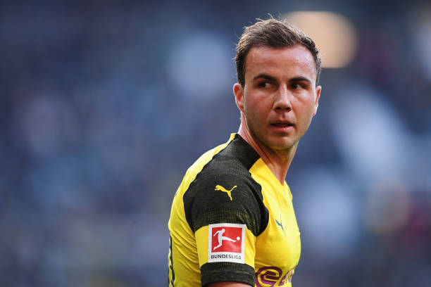 MOENCHENGLADBACH, GERMANY - MAY 18: Mario Goetze of Borussia Dortmund looks on during the Bundesliga match between Borussia Moenchengladbach and Borussia Dortmund at Borussia-Park on May 18, 2019 in Moenchengladbach, Germany. (Photo by Maja Hitij/Bongarts/Getty Images)