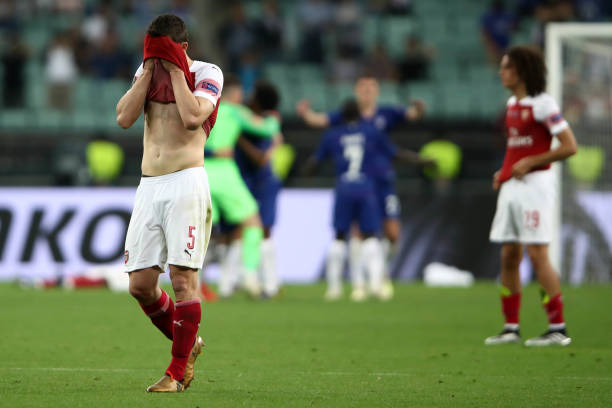 When is the Europa League draw and who could Arsenal get? 2 BAKU, AZERBAIJAN - MAY 29: Sokratis Papastathopoulos of Arsenal looks dejected during the UEFA Europa League Final between Chelsea and Arsenal at Baku Olimpiya Stadionu on May 29, 2019 in Baku, Azerbaijan. (Photo by Alex Grimm/Getty Images)