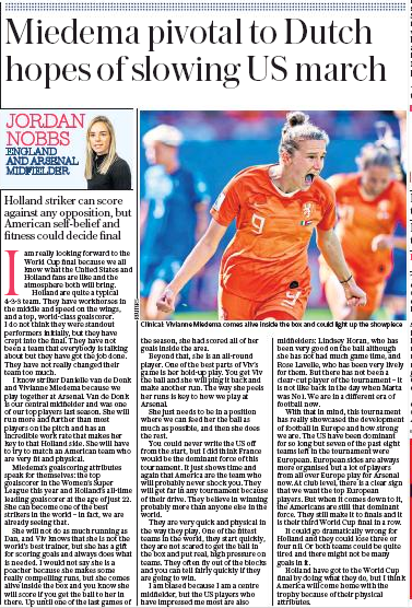 190707 sunday telegraph jordan nobbs womens world cup finl
