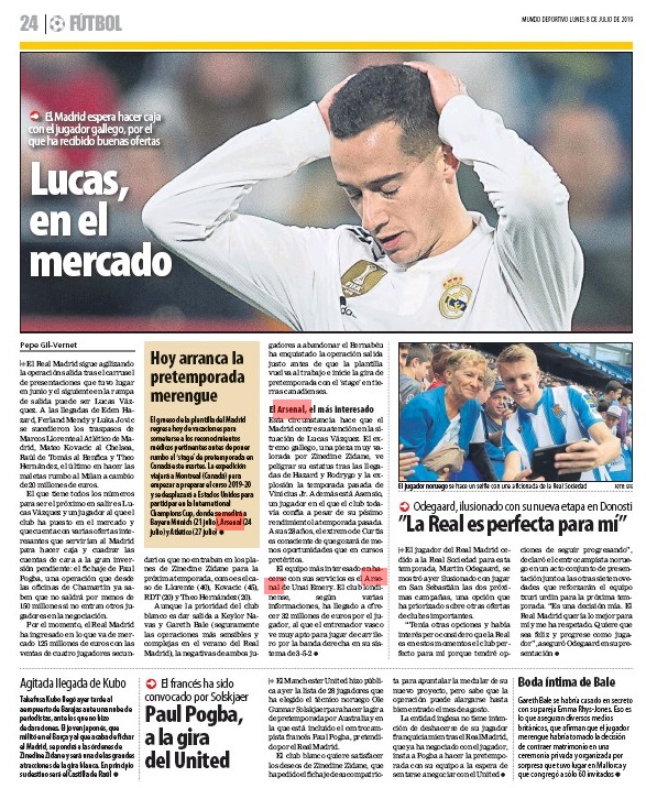 Arsenal 'arrive' to offer €32m to Real Madrid for Lucas Vazquez or do they? 3 190708 mundo deportivo luis vazquez