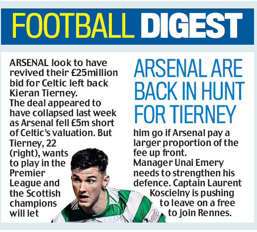 190731 daily mail kieran tierney