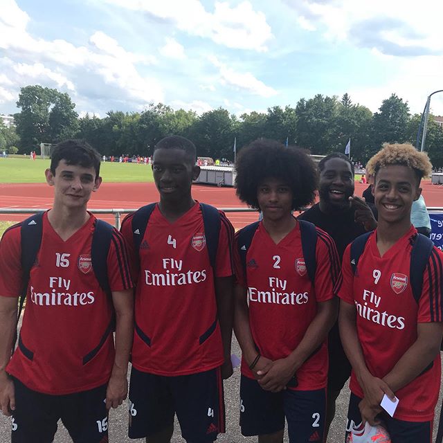 Arsenal u16s make Premier League National Cup final 2 Charlie Patino, Khayon Edwards, Mauro Bandeira, and Omari Hutchinson at the u17 Bundesliga Cup (Photo via Instagram / OmariHutchinson10)