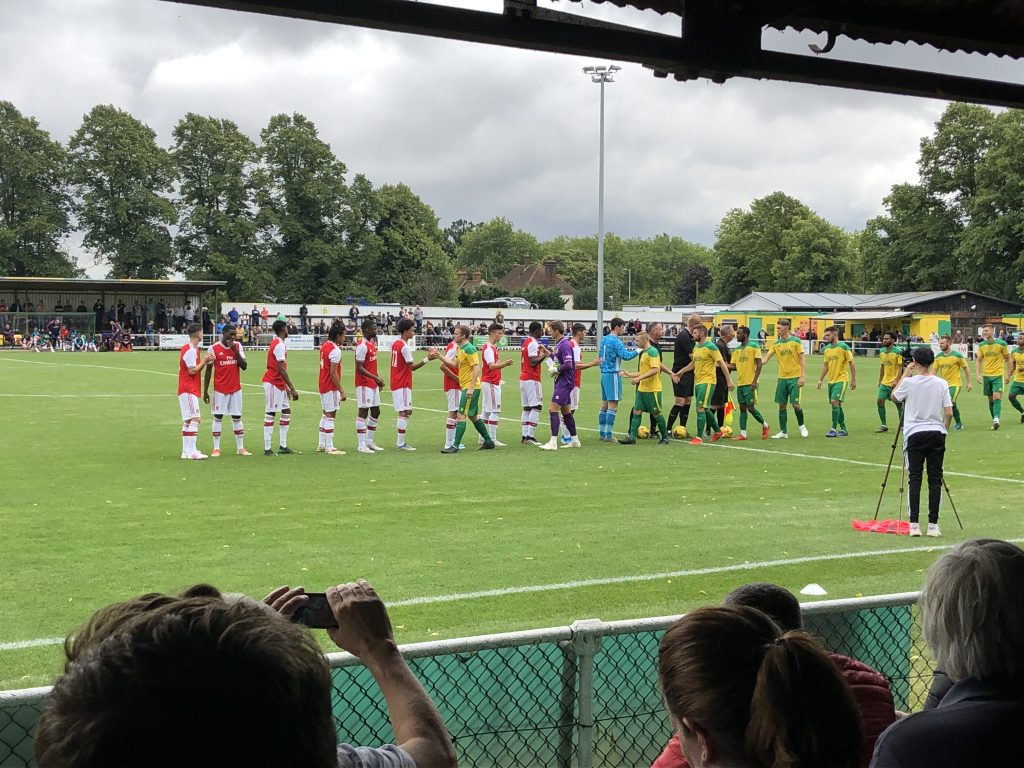Hitchin Town 1-1 Arsenal XI: Matthew Dennis scores as young Arsenal side continue pre-season with draw 2 Arsenal u18s lining up against Hitchin Town