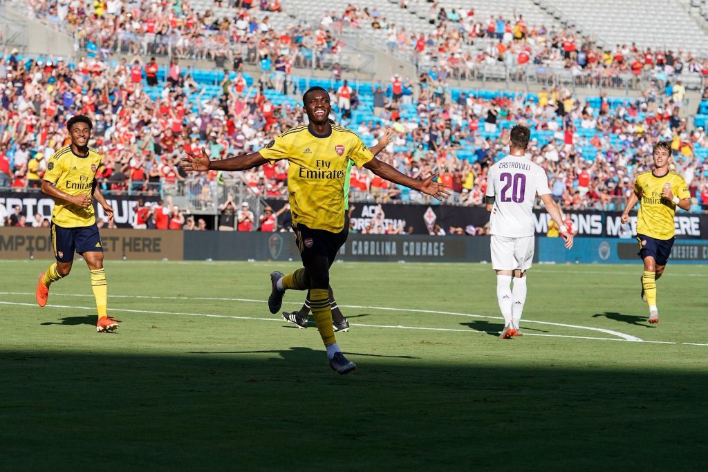 Ornstein: Arteta delayed Nketiah loan to get a look at him 3 Eddie Nketiah after scoring against Fiorentina in pre-season (Photo via USA TODAY Sports)
