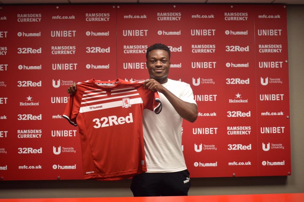 Arsenal academy graduate completes move to Turkish Super Lig 3 Marc Bola posing with his Middlesbrough shirt (Photo via Twitter / MarcBola27)