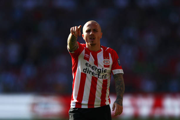 EINDHOVEN, NETHERLANDS - APRIL 21: Jose Angel Esmoris Tasende Angelino of PSV in action during the Eredivisie match between PSV and ADO Den Haag at...