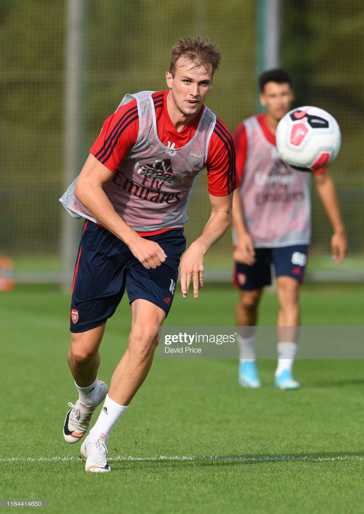 Rob Holding back in training: Arsenal hopeful he can feature in pre-season 2 ST ALBANS, ENGLAND - JULY 26: Rob Holding of Arsenal during the Arsenal Training Session at London Colney on July 26, 2019, in St Albans, England. (Photo by David Price/Arsenal FC via Getty Images)