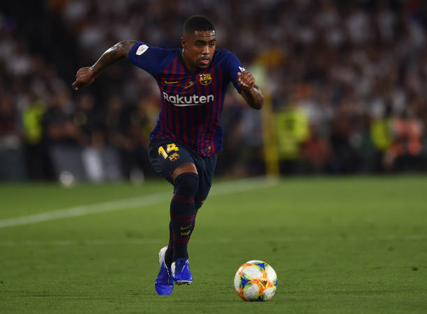 SEVILLE, SPAIN - MAY 25: Malcom of FC Barcelona in action during the Spanish Copa del Rey match between Barcelona and Valencia at Estadio Benito Vi...