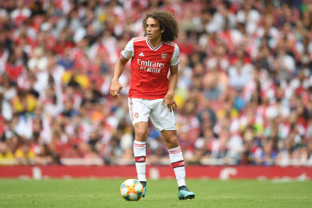 LONDON, ENGLAND - JULY 28: Matteo Guendouzi of Arsenal in action during the Emirates Cup match between Arsenal and Olympique Lyonnais at the Emirat...