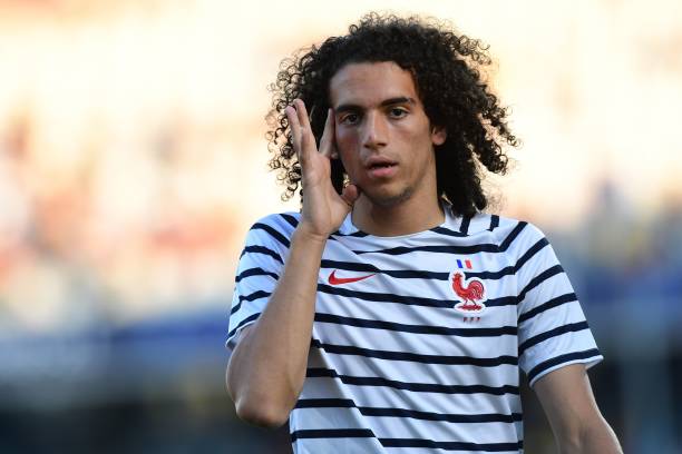 France's midfielder Matteo Guendouzi warms up prior to the Group C match of the U21 European Football Championships between France and Romania on J...