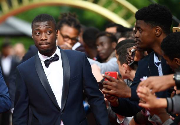 Lille forward Nicolas Pepe arrives to take part in a TV show on May 19, 2019 in Paris, as part of the 28th edition of the UNFP (French National Pro...