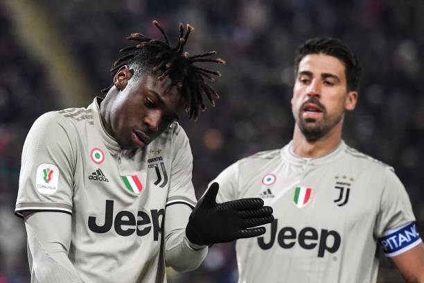 Coutinho loan, Icardi offer, Khedira contract, Tierney injury: Arsenal weekend roundup 4 Juventus' Italian forward Moise Kean (L) celebrates next to Juventus' German midfielder Sami Khedira after scoring during the Italian Tim Cup round of sixteen football match Bologna vs Juventus on January 12, 2019 at the Renato-Dall'Ara stadium in Bologna. (Photo by Tiziana FABI / AFP)