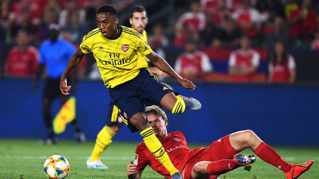 Video: Joe Willock's best pre-season moments so far 2 Joe Willock playing against Bayern Munich in pre-season (Photo via Arsenal.com)