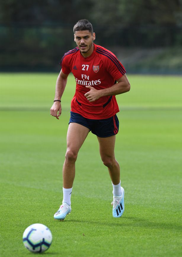 Konstantinos Mavropanos in training with Arsenal (Photo by Arsenal FC via Getty Images)