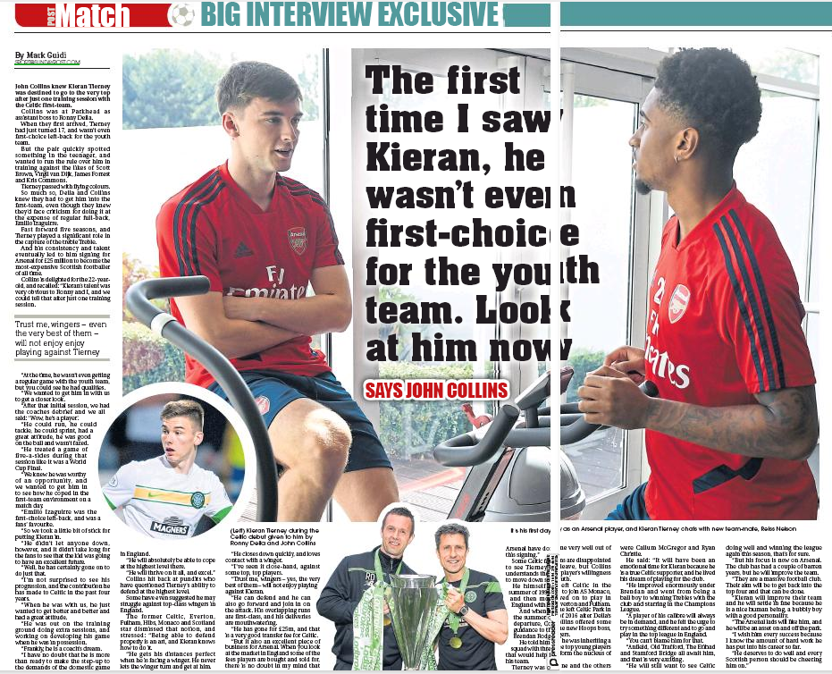 Kieran Tierney's former coach explains exactly what Arsenal can expect and it's brilliant! 5 110819 sunday post kieran tierney