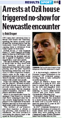 190811 scottish daily mail mesut ozil arrests