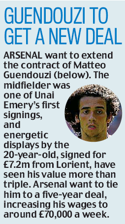 Arsenal to offer Matteo Guendouzi massive payrise and extended contract 3 190821 daily mail guendouzi new deal