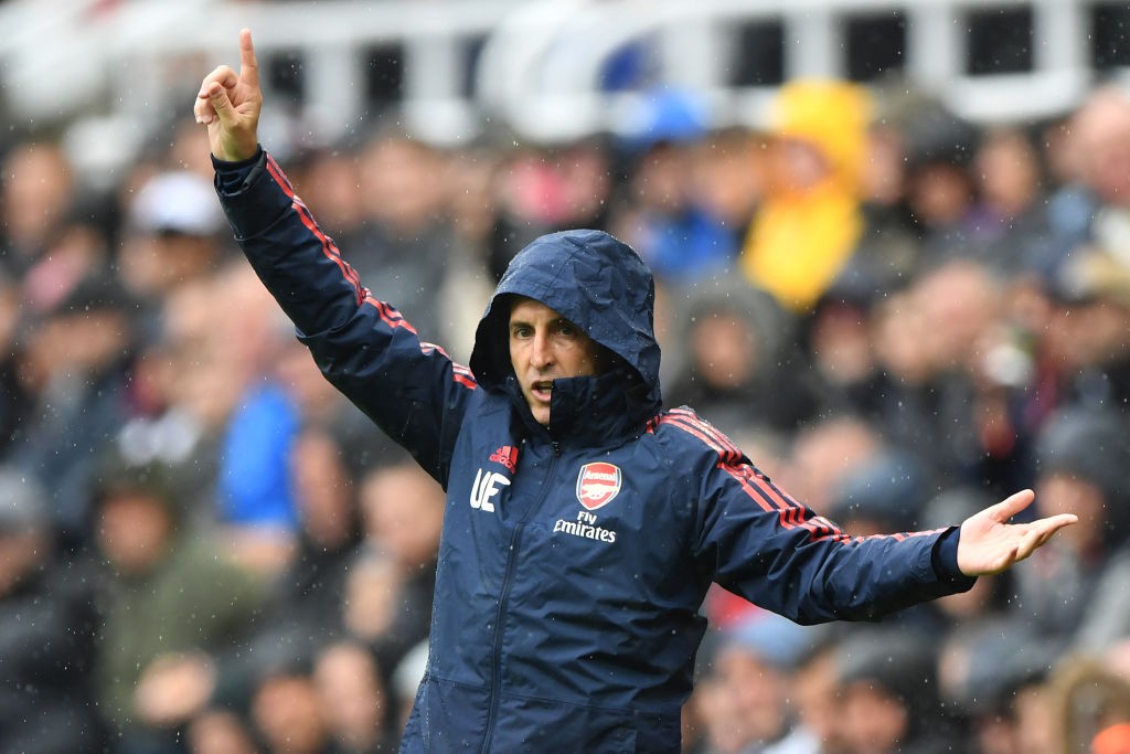 NEWCASTLE UPON TYNE, ENGLAND - AUGUST 11: Unai Emery, Manager of Arsenal reacts during the Premier League match between Newcastle United and Arsena...