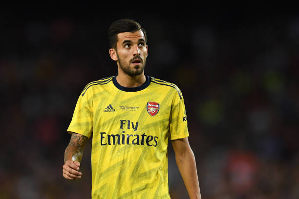 BARCELONA, SPAIN - AUGUST 04: Dani Ceballos of Arsenal looks on during the Joan Gamper trophy friendly match between FC Barcelona and Arsenal at No...