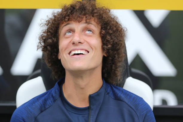 MOENCHENGLADBACH, GERMANY - AUGUST 03: David Luiz of Chelsea looks on prior to the pre-season friendly match between Borussia Moenchengladbach and ...