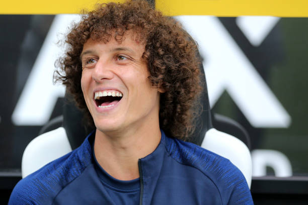 MOENCHENGLADBACH, GERMANY - AUGUST 03: David Luiz of Chelsea looks on prior to the pre-season friendly match between Borussia Moenchengladbach and ...