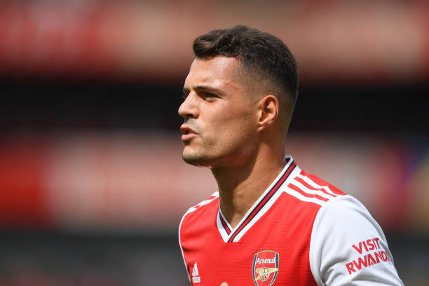 LONDON, ENGLAND - JULY 28: Granit Xhaka of Arsenal in action during the Emirates Cup match between Arsenal and Olympique Lyonnais at the Emirates S...
