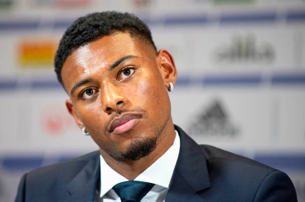 Lyon's new French midfielder Jeff Reine-Adelaide, on transfer from French football club Angers SCO until 2024, looks on during a press conference o...