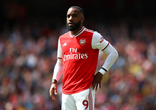 LONDON, ENGLAND - AUGUST 17: Alexandre Lacazette of Arsenal looks on during the Premier League match between Arsenal FC and Burnley FC at Emirates ...