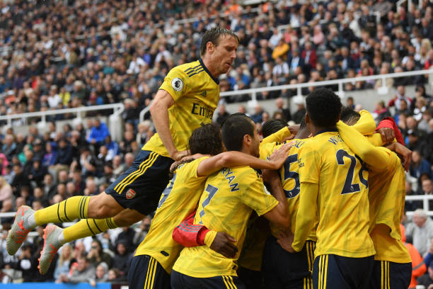 What Jose Mourinho really said about Kieran Tierney amid claims he had a dig 2 NEWCASTLE UPON TYNE, ENGLAND - AUGUST 11: Pierre-Emerick Aubameyang of Arsenal (obscured) celebrates with teammates as Nacho Monreal jumps on top after scoring his team's first goal during the Premier League match between Newcastle United and Arsenal FC at St. James Park on August 11, 2019 in Newcastle upon Tyne, United Kingdom. (Photo by Stu Forster/Getty Images)