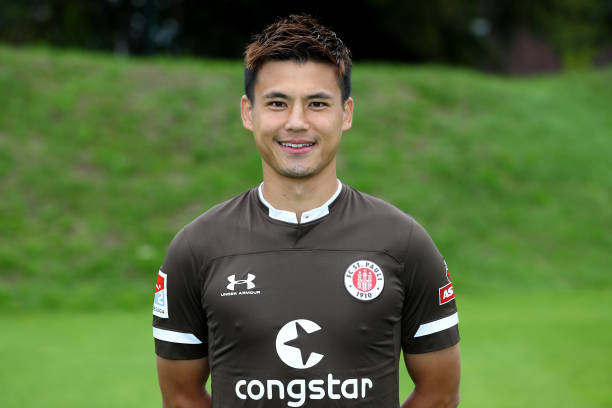 HAMBURG, GERMANY - JULY 15: Ryo Miyaichi of FC St. Pauli poses during the team presentation at Training Center Kollaustrasse on July 15, 2019 in Ha...