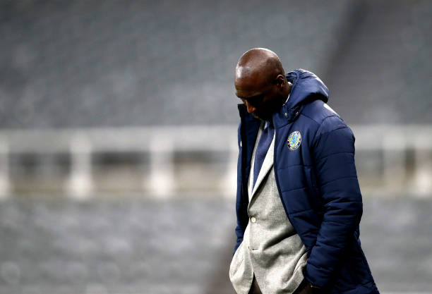 NEWCASTLE UPON TYNE, ENGLAND - DECEMBER 04: Sol Campbell, Manager of Macclesfield Town reacts after his team lose the penalty shoot out in the Checkatrade trophy match between Newcastle United U23 and Macclesfield Town at St. James Park on December 4, 2018 in Newcastle upon Tyne, England. (Photo by Jan Kruger/Getty Images)