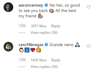 4 former Gunners send messages to Rob Holding and Hector Bellerin after injury comeback 3 Aaron Ramsey and Cesc Fabregas