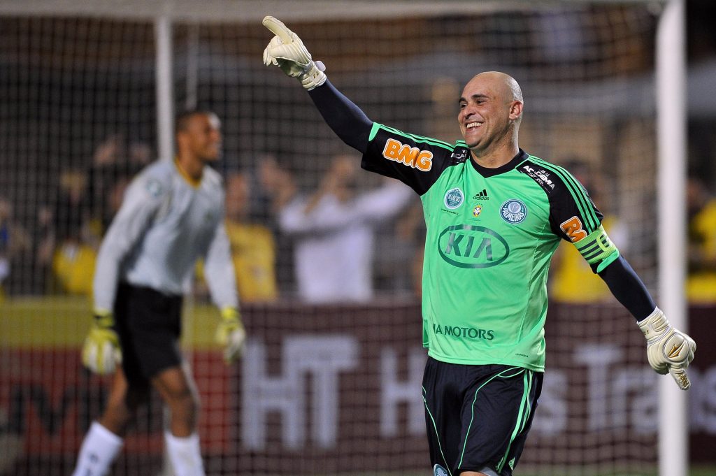 Brazilian World Cup winning goalkeeper Marcos talks about almost joining Arsenal 2 Brazil’s goalkeeper Marcos celebrates after scoring by penalty kick during his farewell football match between Palmeiras 1999 and Brazil 2002 at Pacaembu Stadium in Sao Paulo, Brazil on December 11, 2012. (NELSON ALMEIDA / AFP / Getty Images)
