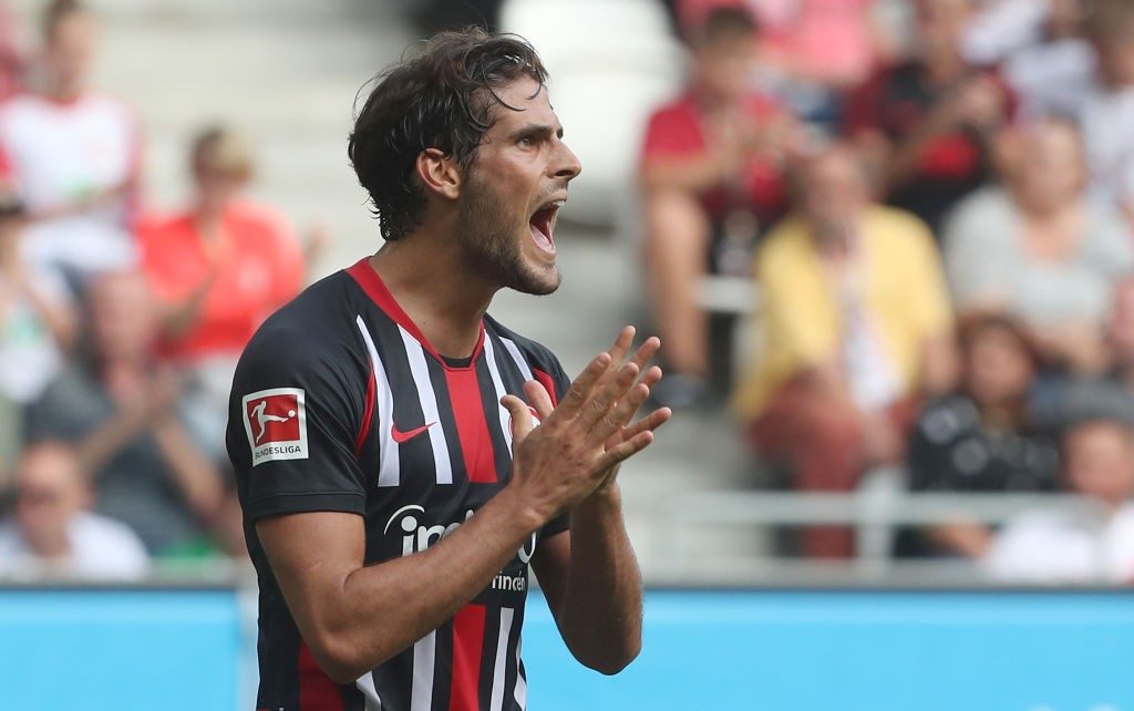 Frankfurt's sleepy start to the season puts them in a similar situation to Arsenal ahead of Thurday's game 2 AUGSBURG, GERMANY - SEPTEMBER 14: Goncalo Paciencia of Eintracht Frankfurt reacts during the Bundesliga match between FC Augsburg and Eintracht Frankfurt at WWK-Arena on September 14, 2019, in Augsburg, Germany. (Photo by Alexandra Beier/Bongarts/Getty Images)