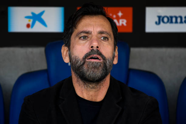 BARCELONA, SPAIN - JANUARY 20:  Head coach Quique Sanchez Flores of RCD Espanyol looks on prior to the La Liga match between Espanyol and Sevilla at Nuevo Estadio de Cornella-El Prat on January 20, 2018 in Barcelona, Spain.  (Photo by David Ramos/Getty Images)