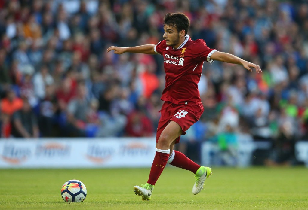 BIRKENHEAD, ENGLAND - JULY 12: Pedro Chirivella of Liverpool during a pre-season friendly match between Tranmere Rovers and Liverpool at Prenton Pa...