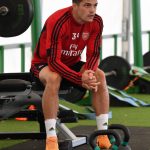 ST ALBANS, ENGLAND - SEPTEMBER 12: Granit Xhaka of Arsenal during the Arsenal Training Session at London Colney on September 12, 2019 in St Albans, England. (Photo by David Price/Arsenal FC via Getty Images)
