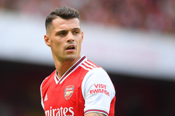 LONDON, ENGLAND - JULY 28: Granit Xhaka of Arsenal in action during the Emirates Cup match between Arsenal and Olympique Lyonnais at the Emirates S...