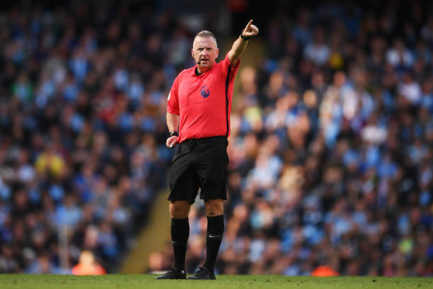 Not him again! Arsenal v Aston Villa referee assessed 2 MANCHESTER, ENGLAND - AUGUST 31: Referee Jonathan Moss reacts during the Premier League match between Manchester City and Brighton & Hove Albion at Etihad Stadium on August 31, 2019 in Manchester, United Kingdom. (Photo by Laurence Griffiths/Getty Images)