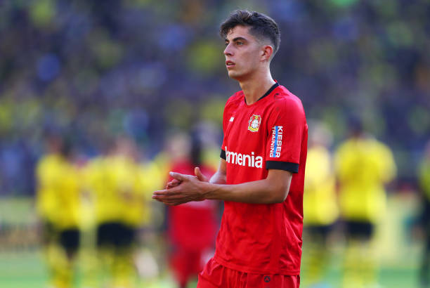 DORTMUND, GERMANY - SEPTEMBER 14: Kai Havertz of Bayer 04 Leverkusen looks dejected in defeat after the Bundesliga match between Borussia Dortmund ...