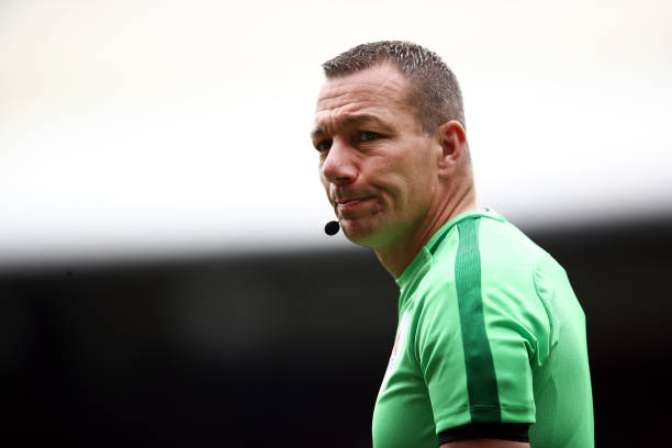 LONDON, ENGLAND - AUGUST 31: Referee Kevin Friend looks on ahead of the Premier League match between Crystal Palace and Aston Villa at Selhurst Par...