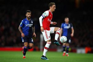 LONDON, ENGLAND - SEPTEMBER 24: Mesut Ozil of Arsenal in action during the Carabao Cup Third Round match between Arsenal FC and Nottingham Forrest at Emirates Stadium on September 24, 2019 in London, England. (Photo by Julian Finney/Getty Images)