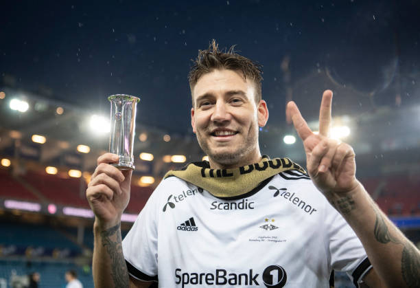 OSLO, NORWAY - DECEMBER 02: Nicklas Bendtner of Rosenborg celebrates victory after Norwegian Cup Final between Rosenborg v Stromsgodset at Ullevaal...