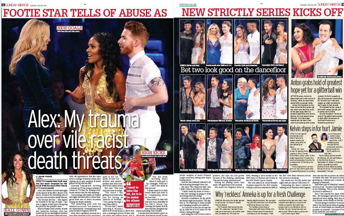 Gammon annoyed as Alex Scott new host of BBC's Football Focus 7 sunday mirror alex scott racism strictly
