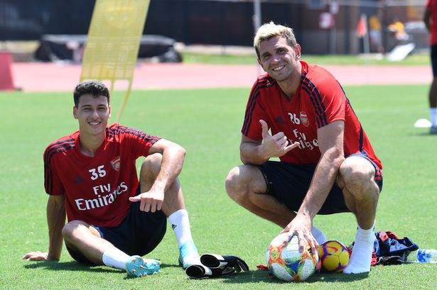 Rob Holding explains why Gabriel Martinelli is a nightmare for defenders 3 Gabriel Martinelli and Emi Martinez during the Arsenal Training Session at The University of Maryland (Image: David Price/Arsenal FC via Getty Images)