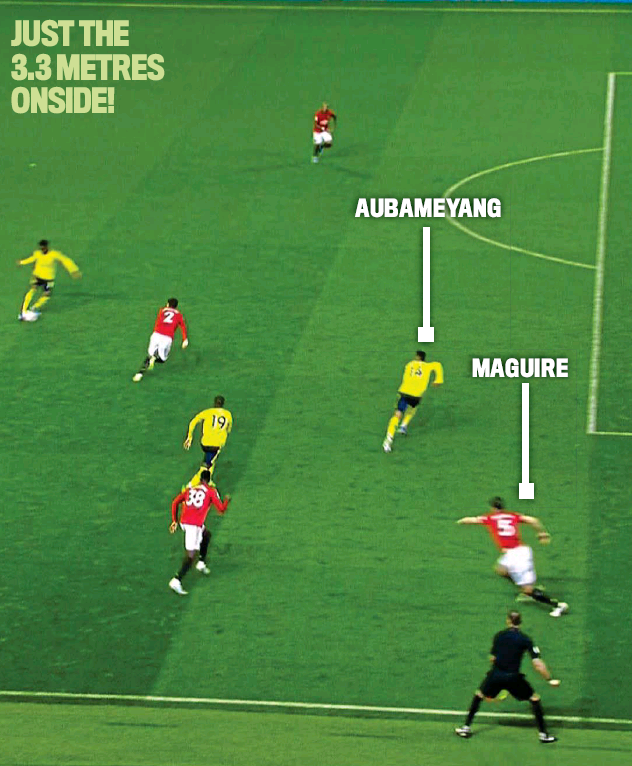 Arsenal booked every 3 fouls, Liverpool every 10 4 191001 daily mail auba offside2