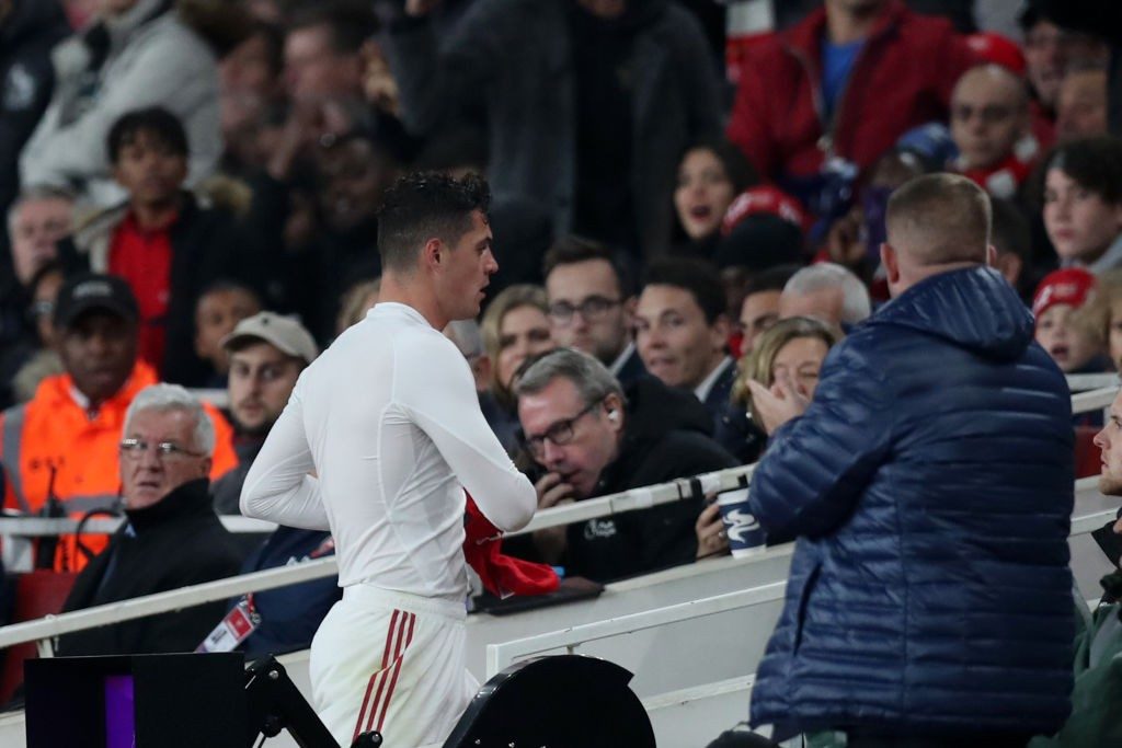 Former Arsenal captain's Bundesliga move now seen as historic transfer 3 LONDON, ENGLAND - OCTOBER 27: Granit Xhaka of Arsenal leaves the pitch after being substituted off during the Premier League match between Arsenal FC and Crystal Palace at Emirates Stadium on October 27, 2019, in London, United Kingdom. (Photo by Alex Morton/Getty Images)
